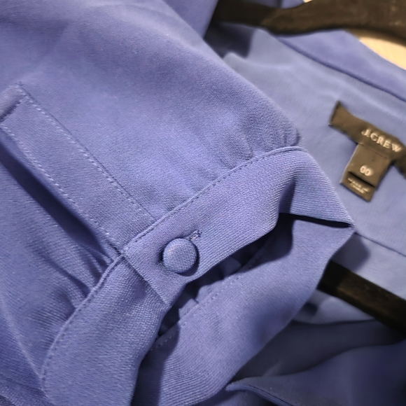 J Crew Size 00 Crepe Shift Dress Blue Short Sleeve Split Neck Above Knee - Picture 9 of 9